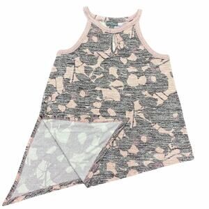 Market & Spruce Asymmetrical Pink & Black Floral Print Knit Tank Size Small